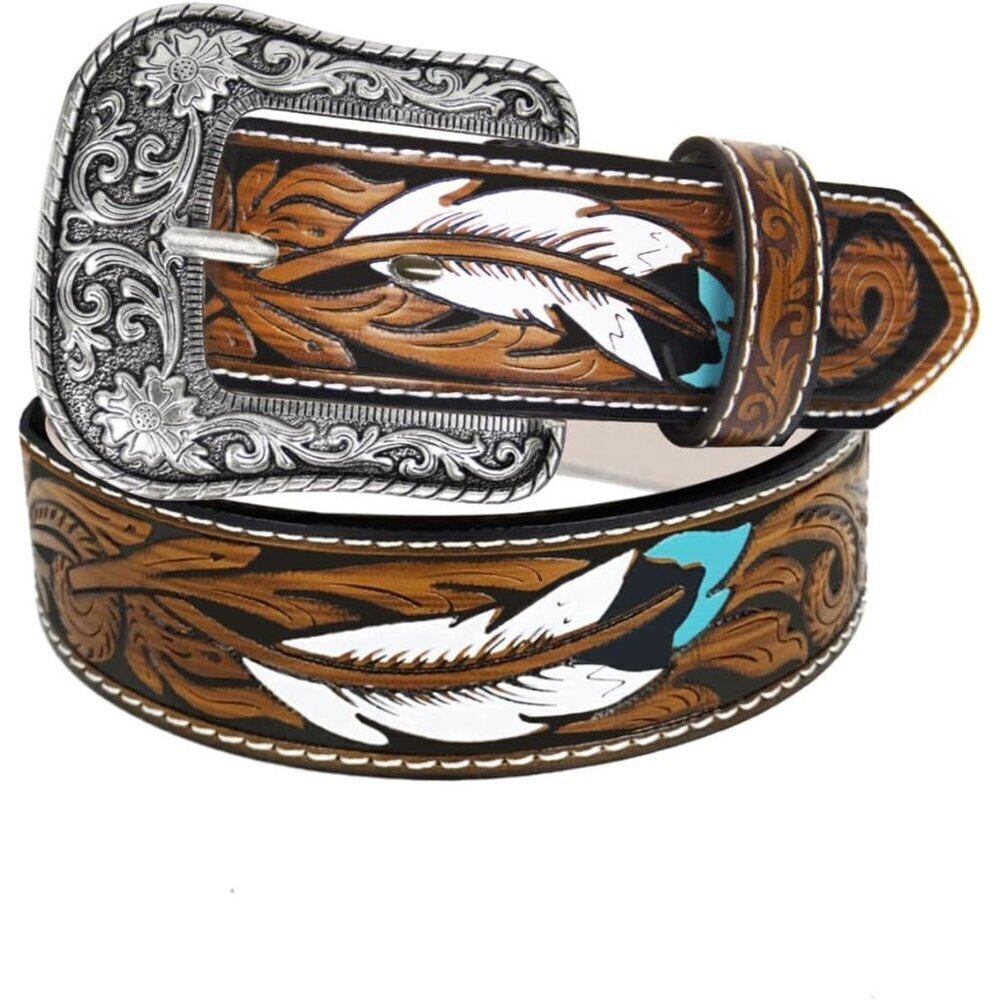 Western Cowgirl Belt PU Leather Removable Buckle for Women Men Rodeo
